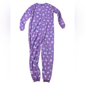 George Purple Butterfly Fleece Onesie Union Suit - Kids XL (14-16)